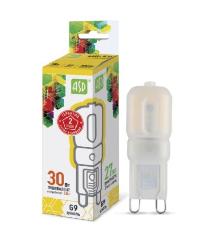 Лампа светодиодная ASD Standart JC Капсула G9 220В 3Вт 270Лм 3000К 16х48мм картинка 